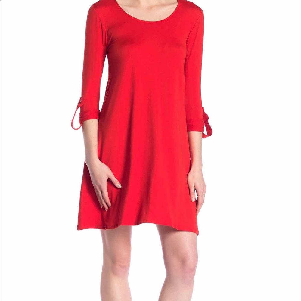 Nordstrom Love, Fire | NWT Red Roll-up 3/4 Sleeve Swing Dress